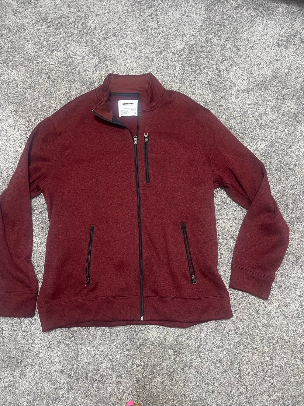 Sonoma Men's Zip-Up Fleece Jacket in Maroon